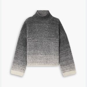 Falke Dégradé Ribbed-knit Sweater In Gray Charcoal and Cream . Size M / L